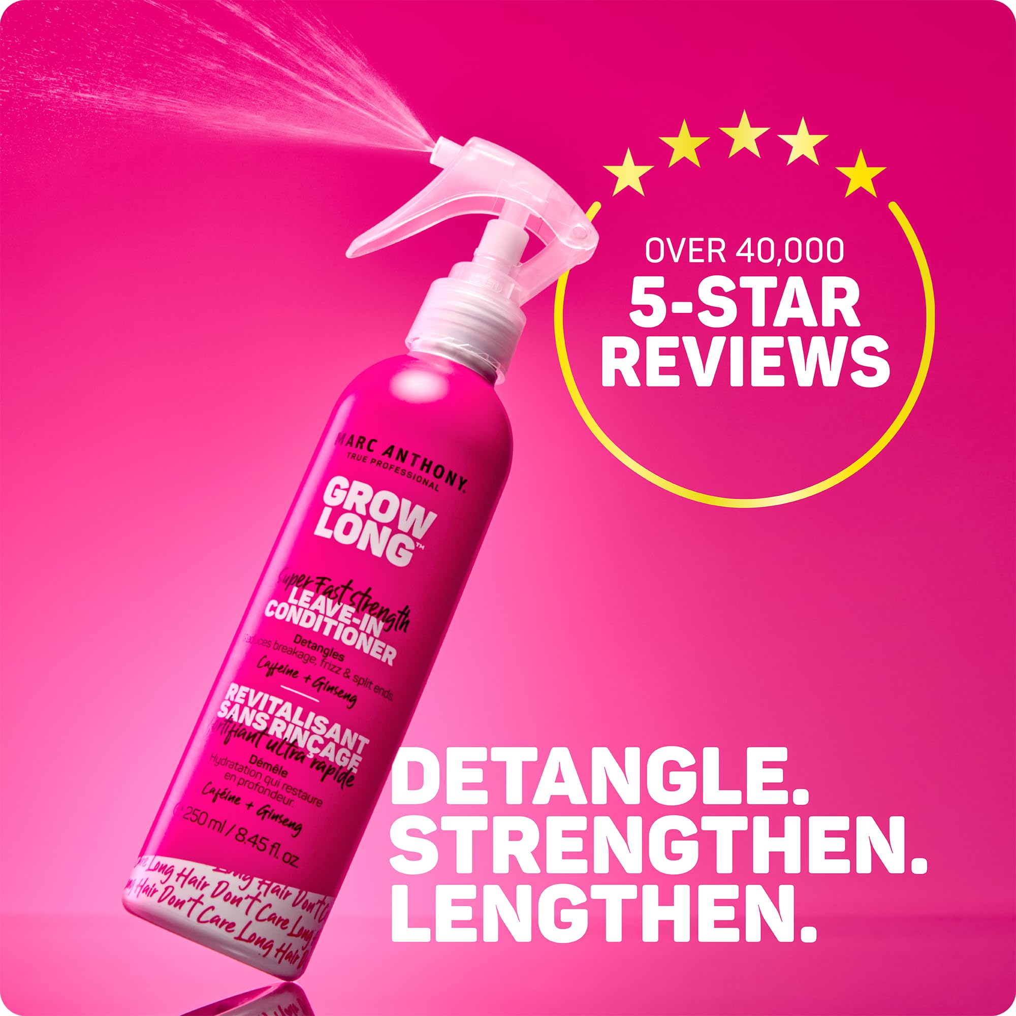 Marc Anthony Grow Long Vitamin E Leave In Deep Conditioner For Hair Growth & Breakage – Biotin & Grapeseed Oil Heat Protectant Spray - Sulfate Free Leave In For Fine, Dry, Damaged & Curly Hair, 250 ml (Pack of 1)