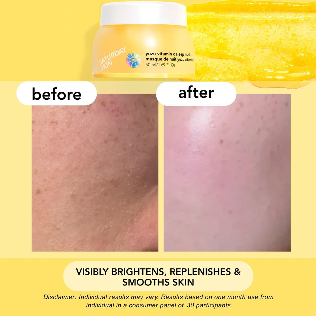 Saturday Skin Yuzu Vitamin C Sleep Overnight Face Mask Korean Skin Care Retinol Niacinamide Brightening Overnight Mask, Vegan Smooth Skin & Reduce Wrinkles, Ideal for All Skin Types